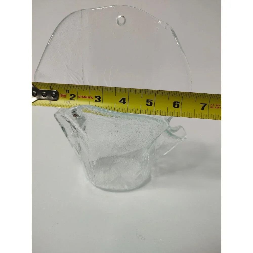 Muurla Finland Clear Ice Glass Wall Pocket Handkerchief Vase Kallioinen 7.25